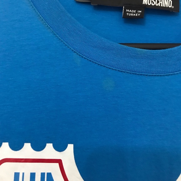 Men’s Moschino Graphic T-Shirt Fun Fair Ticket Blue Carnival Love Tee Sm… - Picture 11 of 12